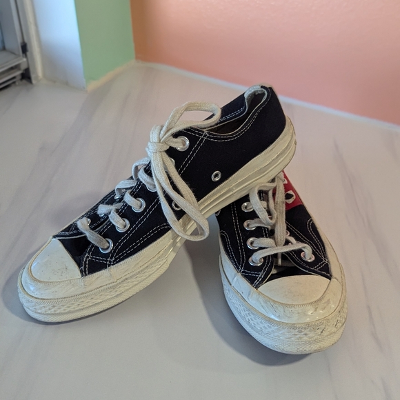 Comme Des Garcons Play X Converse 7 Women's Black and White Sneakers Heart - Picture 9 of 12